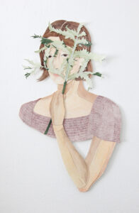 Frau mit Distelzweig, Zeichnung von Iris Christine Aue